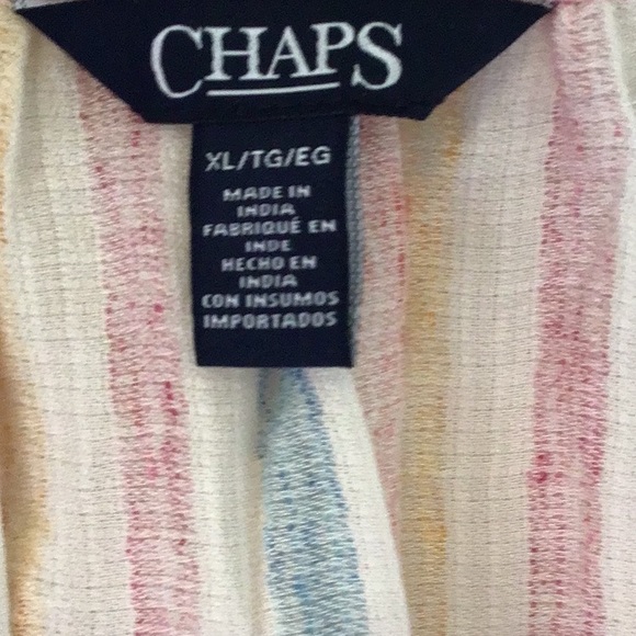 CHAPS semi sheer Summer XL blouse with cute striped pattern, worn once. - Picture 4 of 7